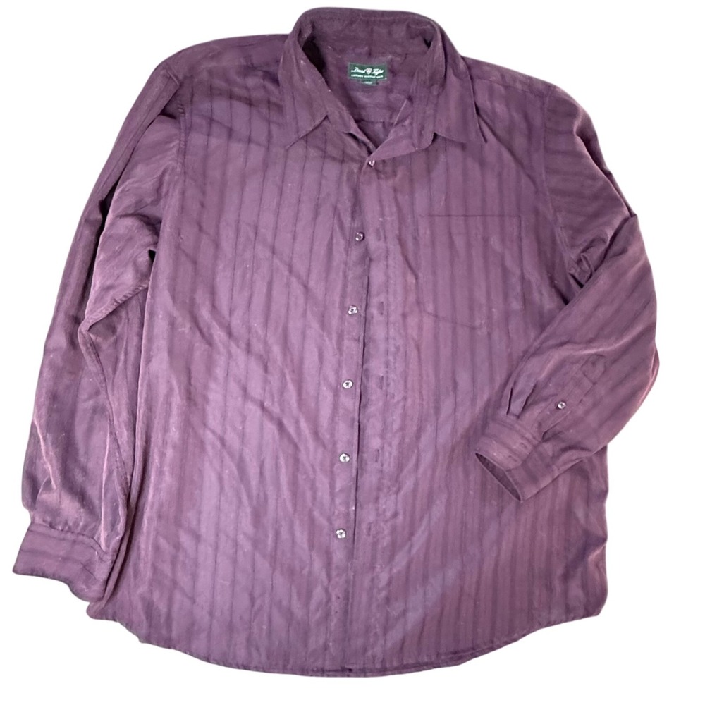 David Taylor Luxury Microfiber Men's Long‎ Sleeve Button Up Shirt Burgundy XL